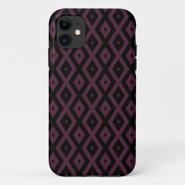 Plum and black diamond pattern Case-Mate iPhone case (Back)