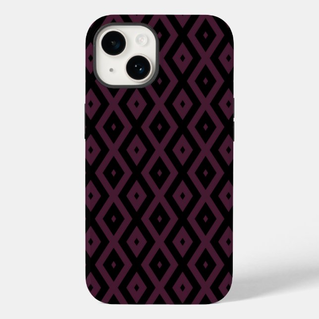 Plum and black diamond pattern Case-Mate iPhone case (Back)