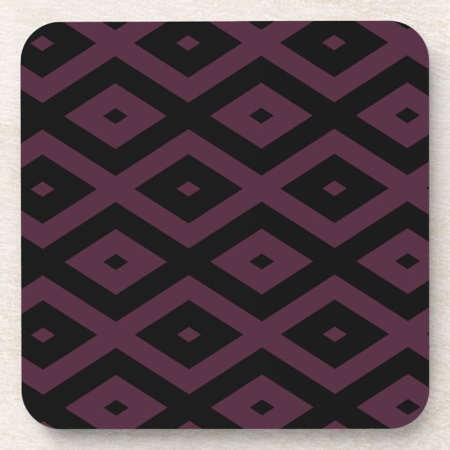 Plum and black diamond pattern coaster (Front)