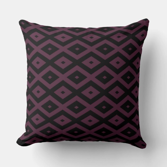 Plum and black diamond pattern cushion (Front)