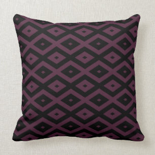 Plum and black diamond pattern cushion