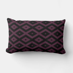 Plum and black diamond pattern lumbar cushion