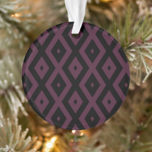 Plum and black diamond pattern ornament