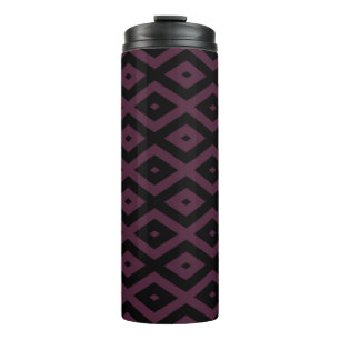 Plum and black diamond pattern thermal tumbler