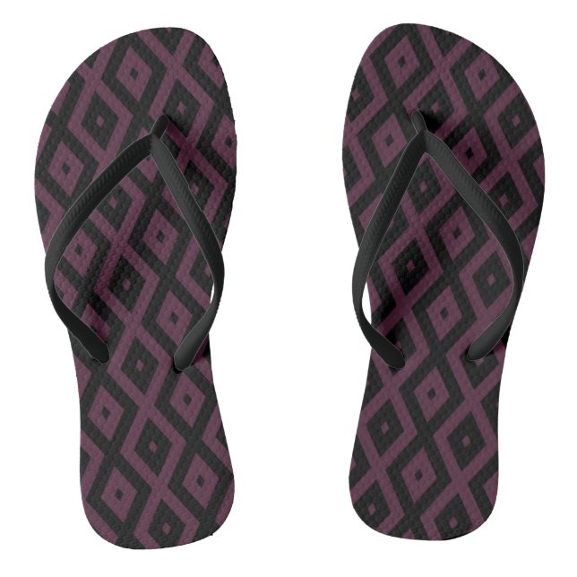 Plum and black diamond pattern thongs (Footbed)