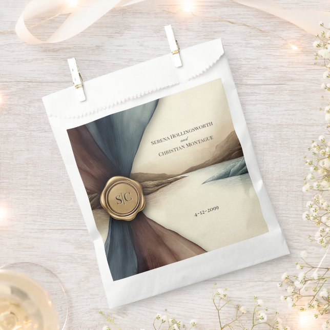 Plum and Blue Ombre Seal Watercolor Wedding Favour Bag (Clipped)