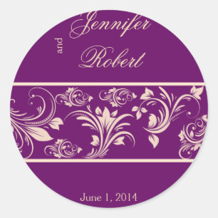Plum and Champagne Floral Scroll Envelope Seal