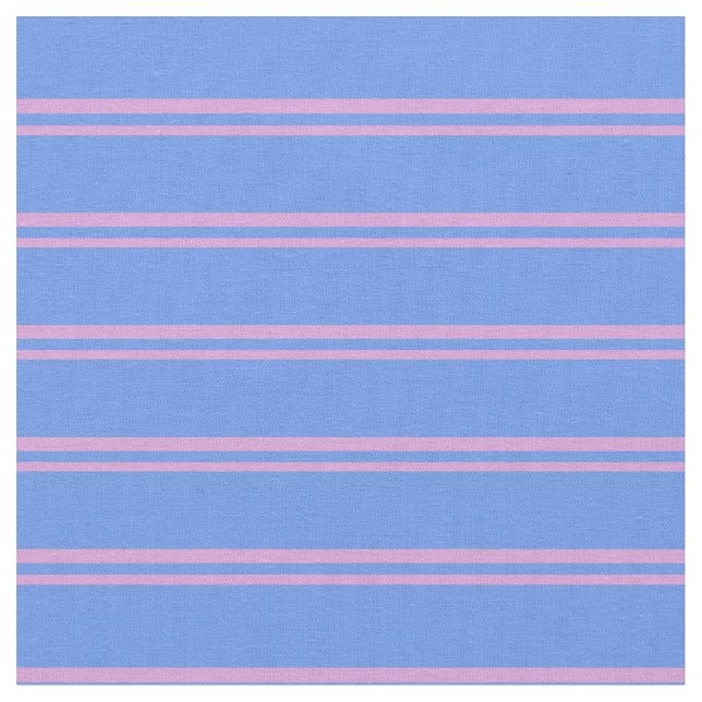 Plum and Cornflower Blue Stripes Pattern Fabric (Close Up)