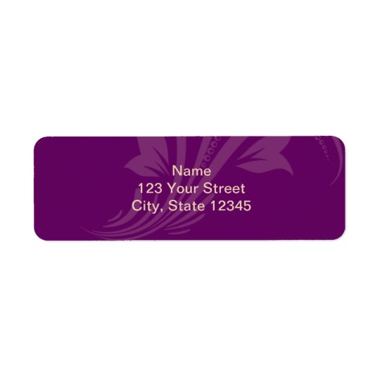 Plum and Cream Floral Scroll Return Address Label