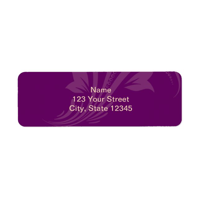 Plum and Cream Floral Scroll Return Address Label (Front)