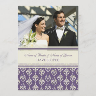 Plum and Cream Photo Elopement Announcement Cards