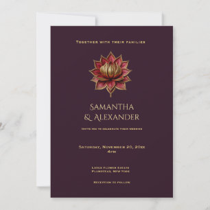 Plum and Gold Gothic Wedding Invitation 5x7