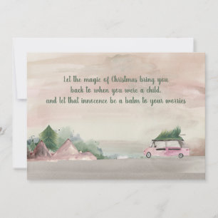 Plum and Green Christmas Bringing Home the Tree Card