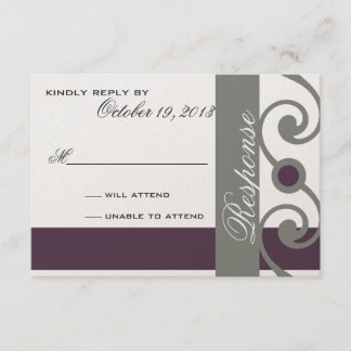 Plum and grey response card