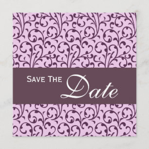 Plum and Lilac Swirl Monogram Wedding Invitation