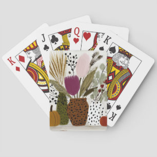 Plum and Olive Leopard Spotted Vases Playing Cards