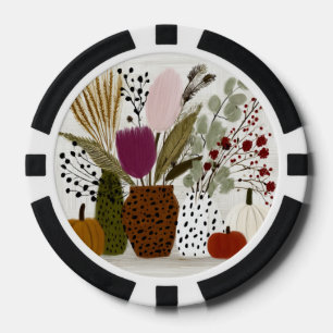 Plum and Olive Leopard Spotted Vases Poker Chips