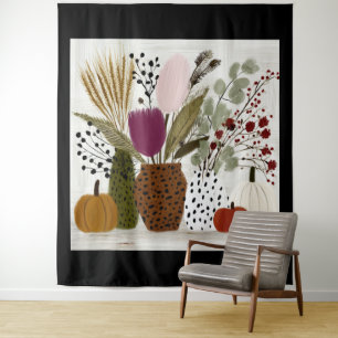 Plum and Olive Leopard Spotted Vases Tapestry