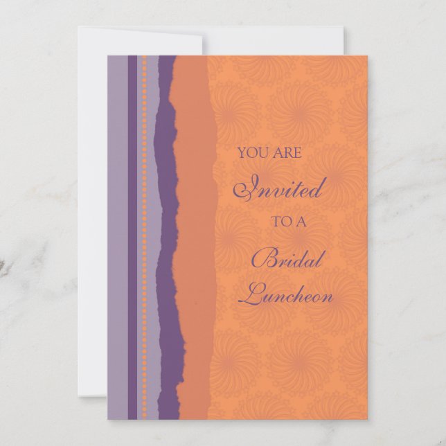 Plum and Orange Bridal Luncheon Invitation Cards (Front)
