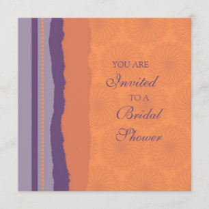 Plum and Orange Bridal Shower Invitation Cards