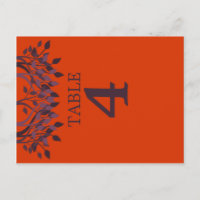 Plum and Orange Leaves Table Number Cards 4