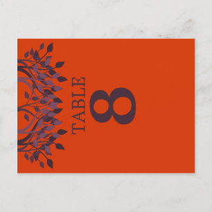 Plum and Orange Leaves Table Number Cards 8