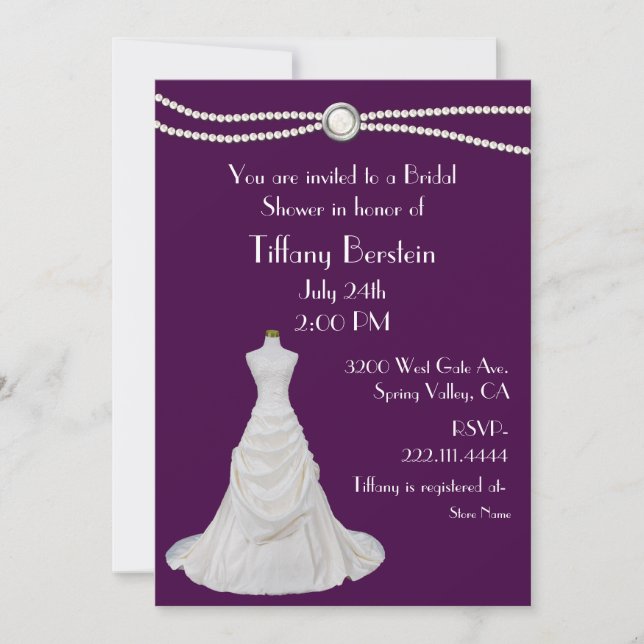 Plum and Pearls Bridal Shower Invitation (Front)