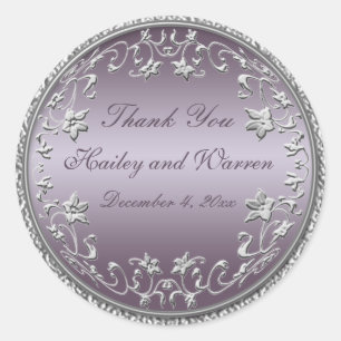 Plum and Pewter 3" Diameter Round Sticker