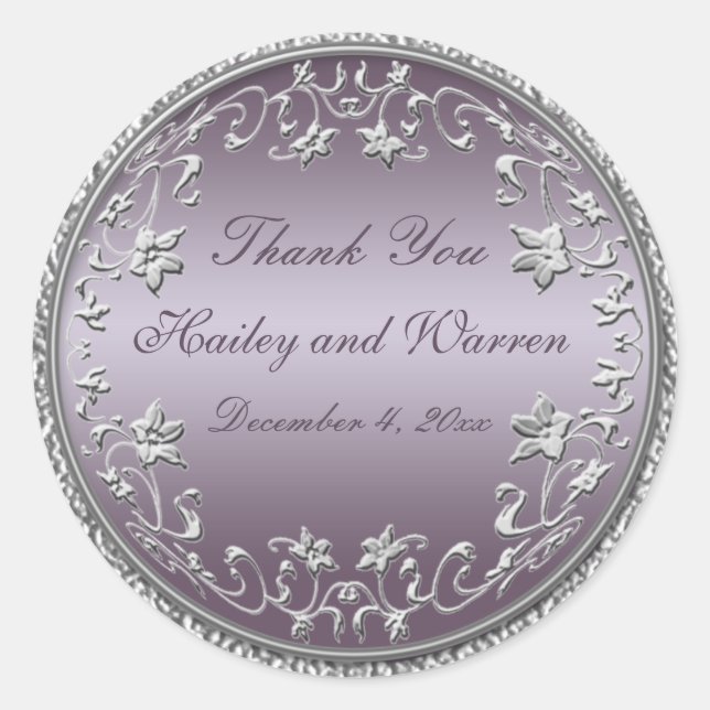 Plum and Pewter 3" Diameter Round Sticker (Front)