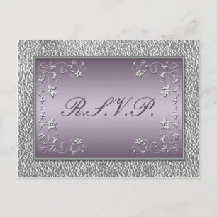Plum and Pewter Floral RSVP Postcard