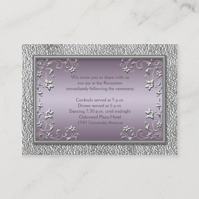 Plum and Pewter Reception Card (Front)
