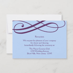 Plum and Powder Blue Swirls Reception Card