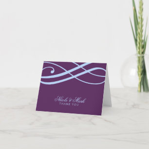 Plum and Powder Blue Swirls Thank You Card