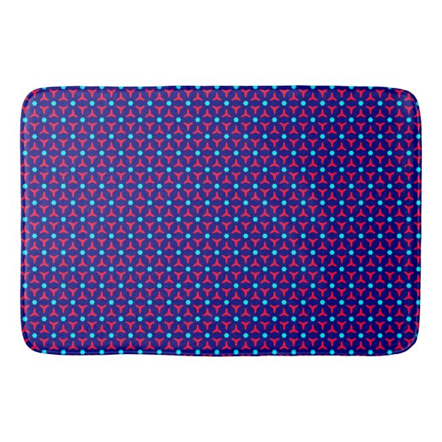 Plum and Purple Flower Pattern Bath Mat (Front)