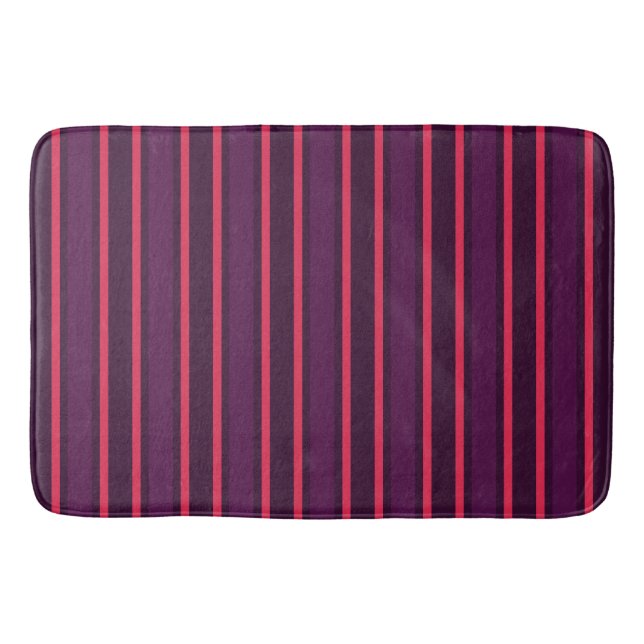 Plum and red candy stripes bath mat (Front)