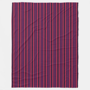 Plum and red candy stripes fleece blanket