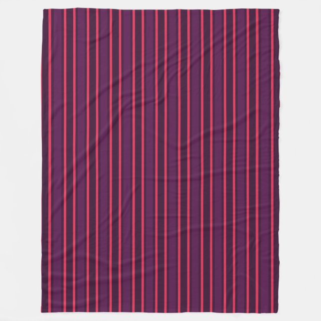 Plum and red candy stripes fleece blanket (Front)