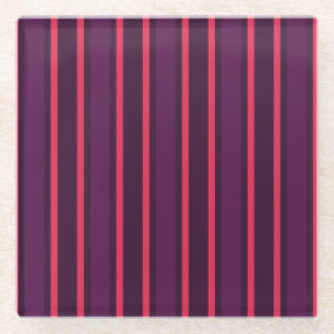 Plum and red candy stripes glass coaster