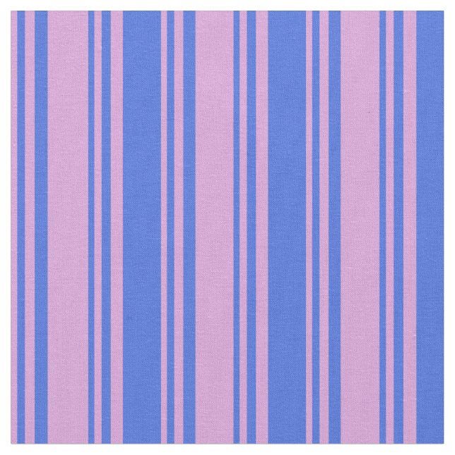 Plum and Royal Blue Coloured Stripes/Lines Pattern Fabric (Close Up)