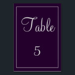 Plum and Silver Classy Table Number<br><div class="desc">A classy table card that is truly amazing,  this item portrays a plum and silver design using easy to fill in templates.  The text can be customised as well as the colour of the table card and square.  Personalise yours today!</div>