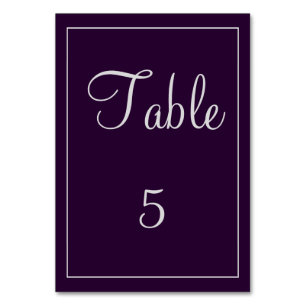 Plum and Silver Classy Table Number
