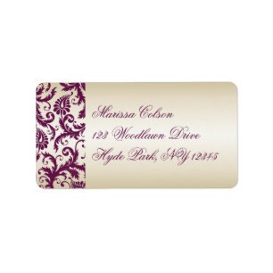 plum and Taupe Damask Address Label