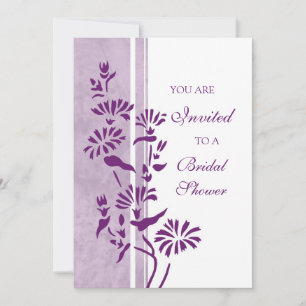 Plum and White Bridal Shower Invitation Cards