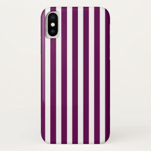 Plum and white candy stripes iPhone x case