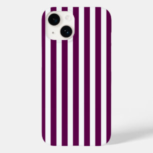 Plum and white candy stripes Case-Mate iPhone 14 case