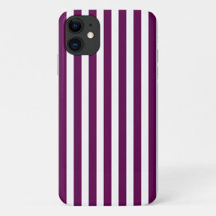 Plum and white candy stripes iPhone 11 case