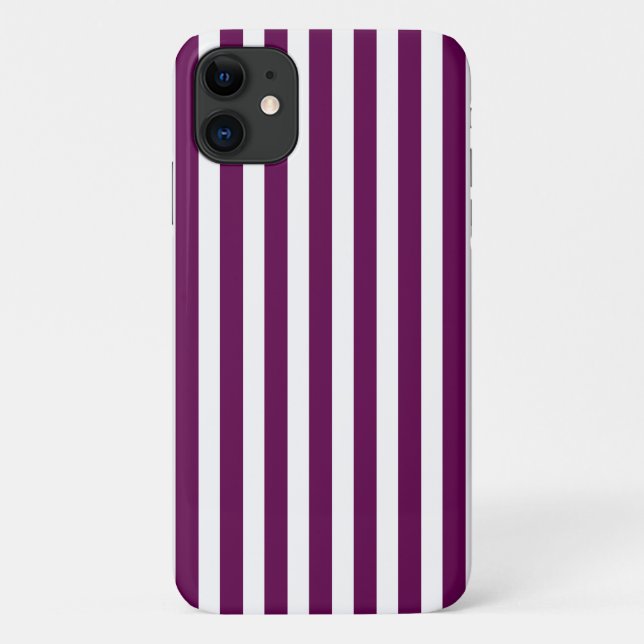 Plum and white candy stripes Case-Mate iPhone case (Back)