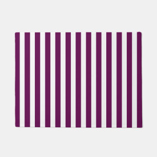 Plum and white candy stripes doormat