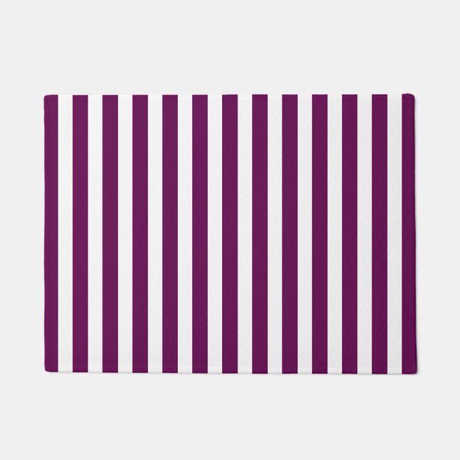 Plum and white candy stripes doormat (Front)