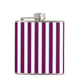 Plum and white candy stripes hip flask
